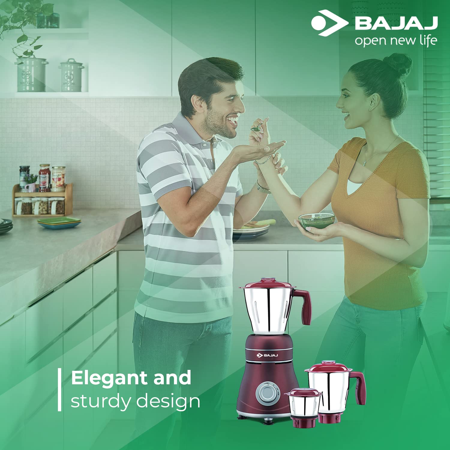 Bajaj Ivora Titan Motor Watt 800 Mixer Grinder (3 Jars, Crimson Red) - Image 3
