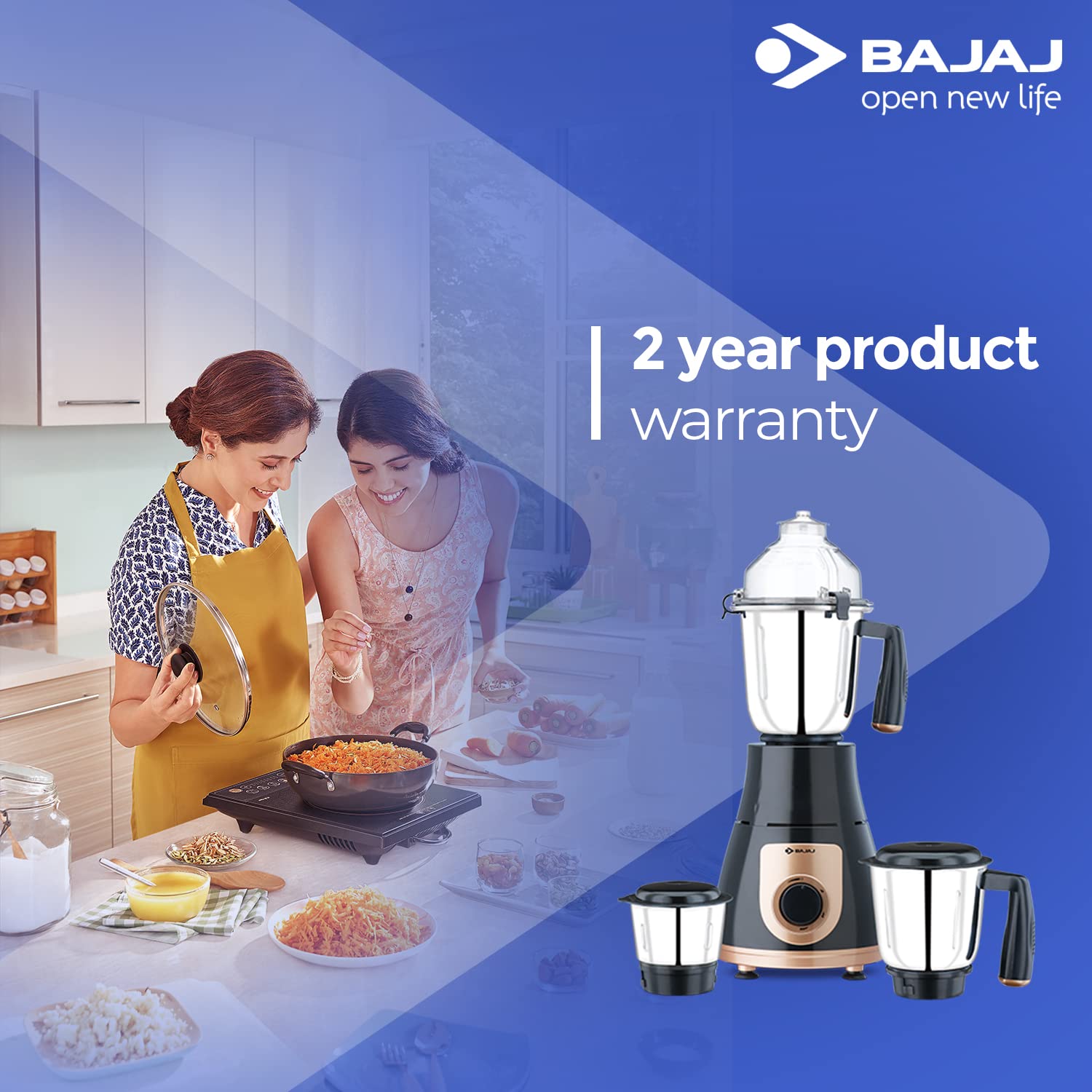 Bajaj GX 3701 750 Mixer Grinder (3 Jars, Black, Gold) - Image 3
