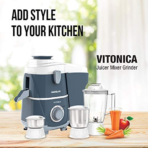 Havells Vitonica 500 W Juicer Mixer Grinder (3 Jars, White - Light Blue) - Image 3