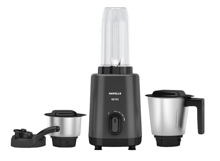 Havells RETRO NUTRI XL 500 Mixer Grinder (3 Jars, Black)