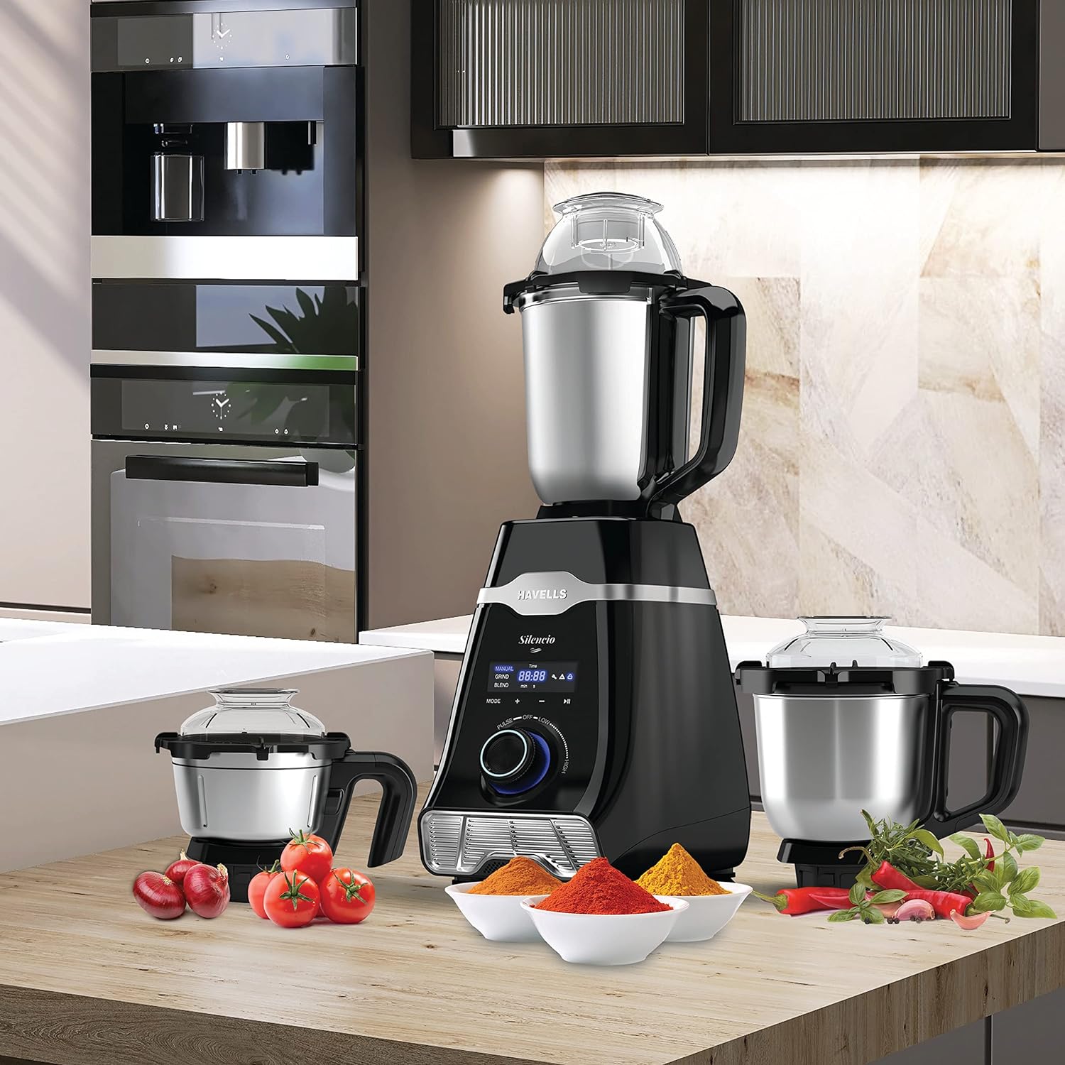 Havells Silencio Black 500 W Mixer Grinder (3 Jars, Black, Silver) - Image 3