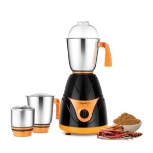 Pigeon Black Pearl MX7 - 3 SS Jars 750 W Mixer Grinder (3 Jars, Black, Orange)