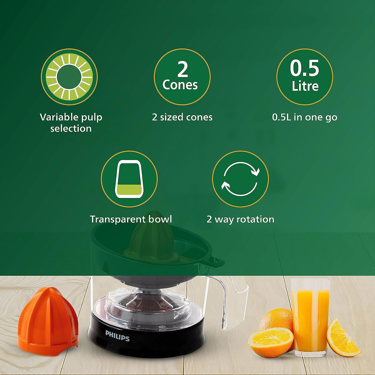 Philips Citrus Press / HR2788 / 00 25 Juicer (1 Jar, Black) - Image 2