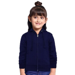Girl's Cotton Blue Hooded Sweatshirt