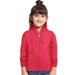 Girl's Cotton Dark Pink Hooded Sweatshirt