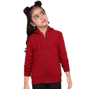Girl's Cotton Maroon Hooded Sweatshirt
