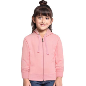 Girl's Cotton Pink Hooded Sweatshirt