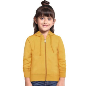 Girl's Cotton Mustard Hooded Sweatshirt