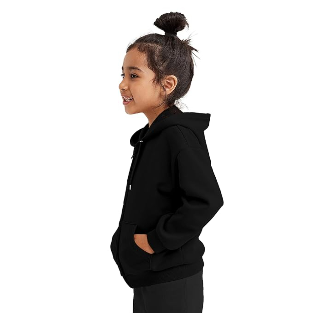 Girl's Soft Cotton Black Hooded - Image 3