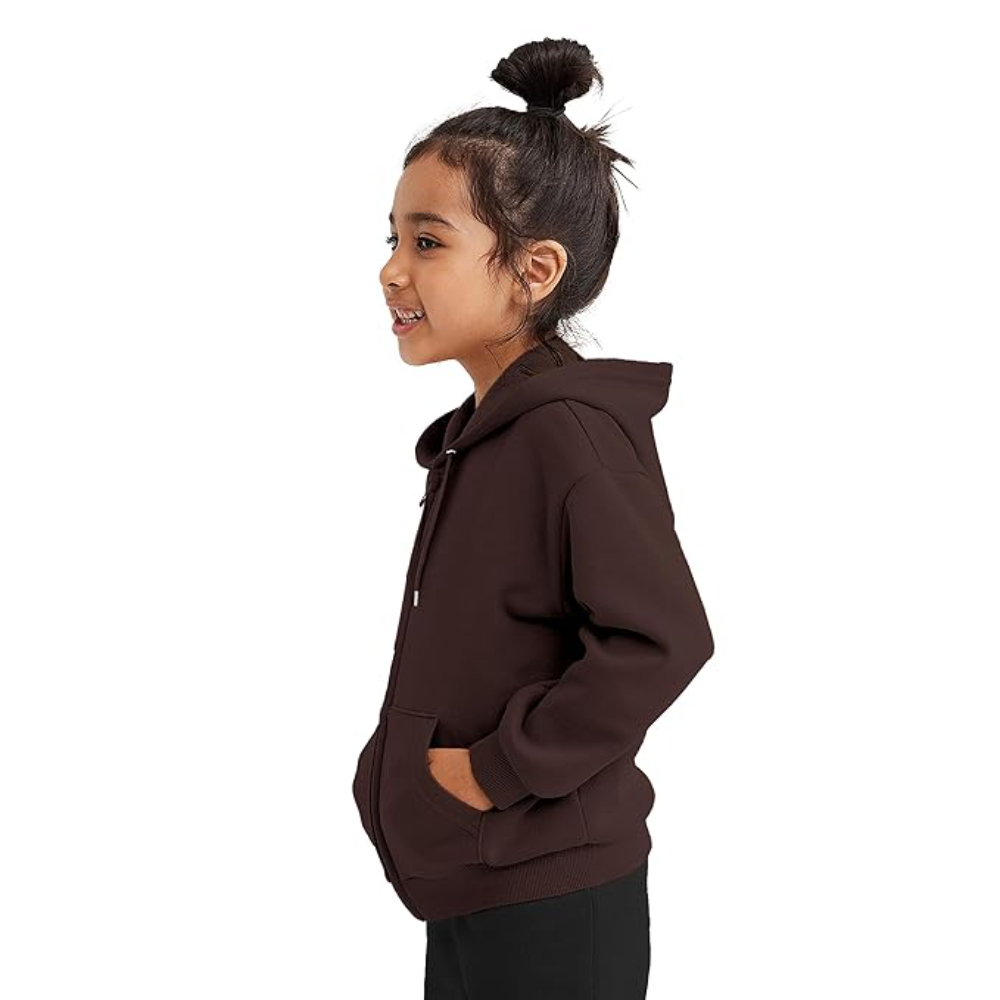 Girl's Soft Cotton Brown Hooded - Image 3