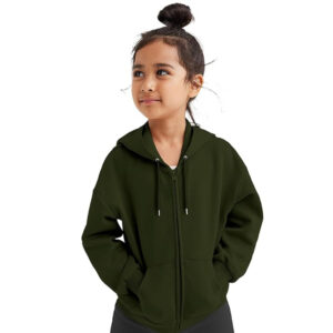 Girl's Soft Cotton Dark Green Hooded