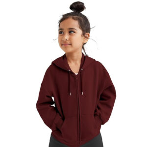 Girl's Soft Cotton Maroon Hooded