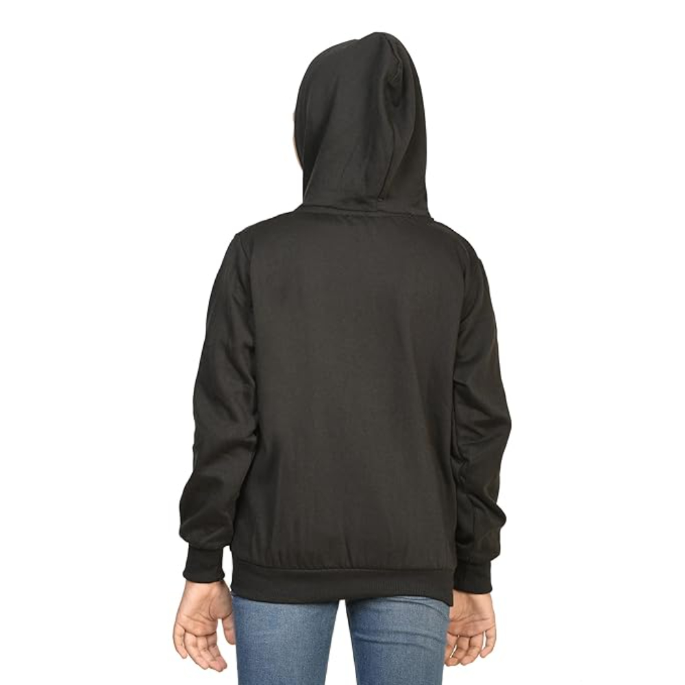 Girl's Full Sleeves Zip Black Hooded - Image 2