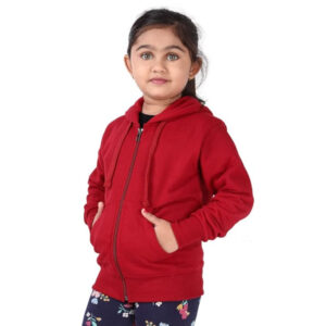 Girl's Full Sleeves Maroon Hooded