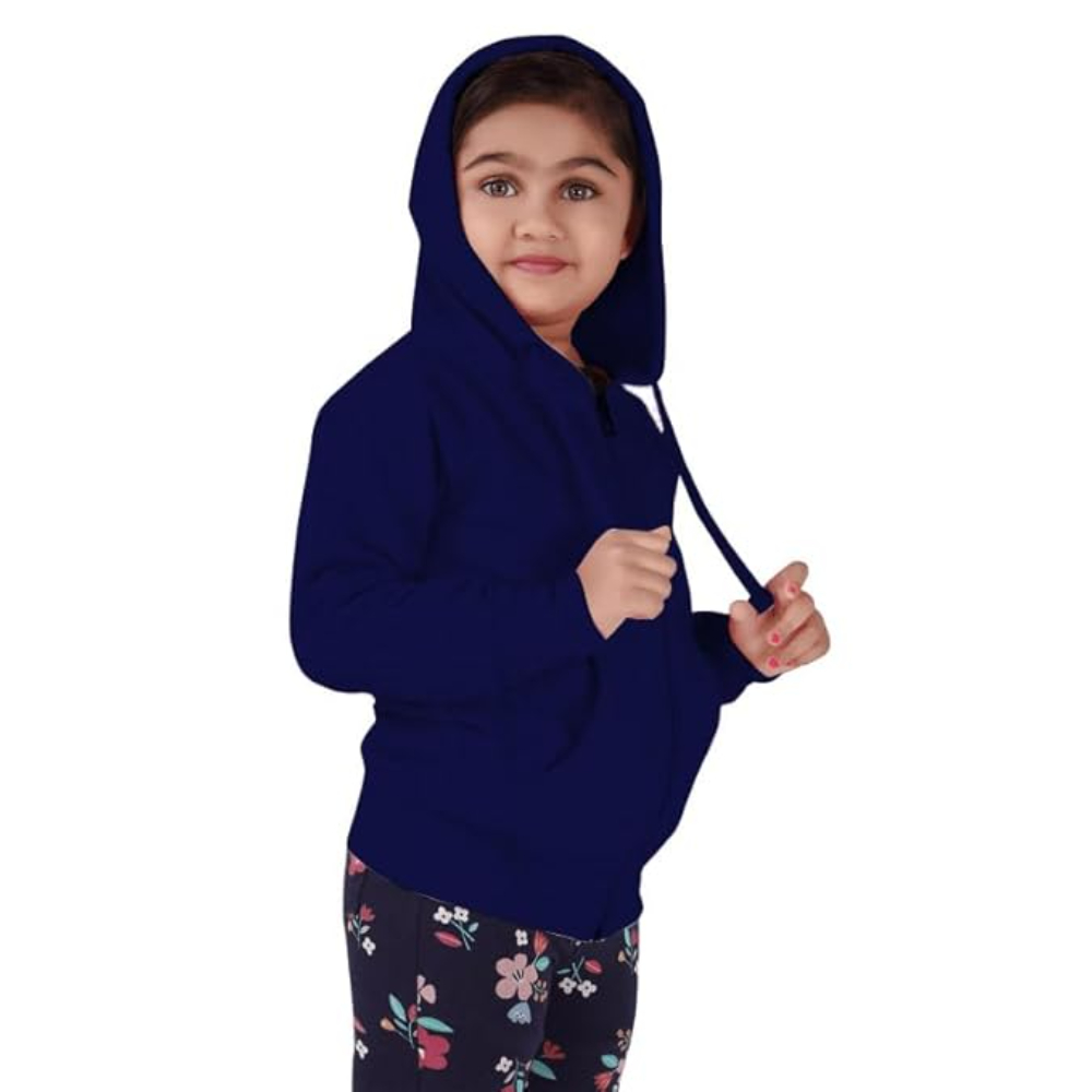 Girl's Full Sleeves Navy Blue Hooded - Image 3
