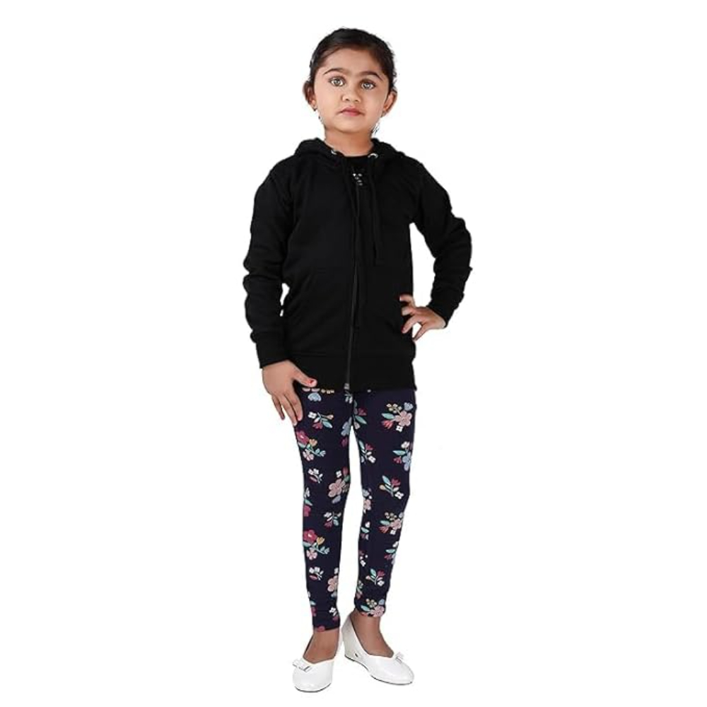 Girl's Full Sleeves Navy Blue Hooded