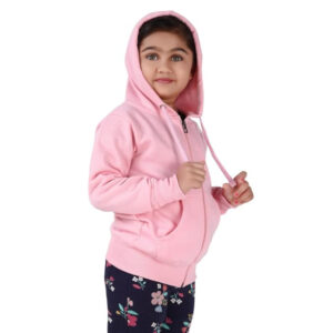Girl's Full Sleeves Pink Hooded