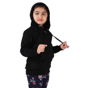 Girl's Full Sleeves Black Hooded