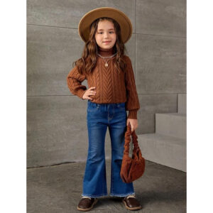 Girls Regular Fit Cerulean Blue Jeans