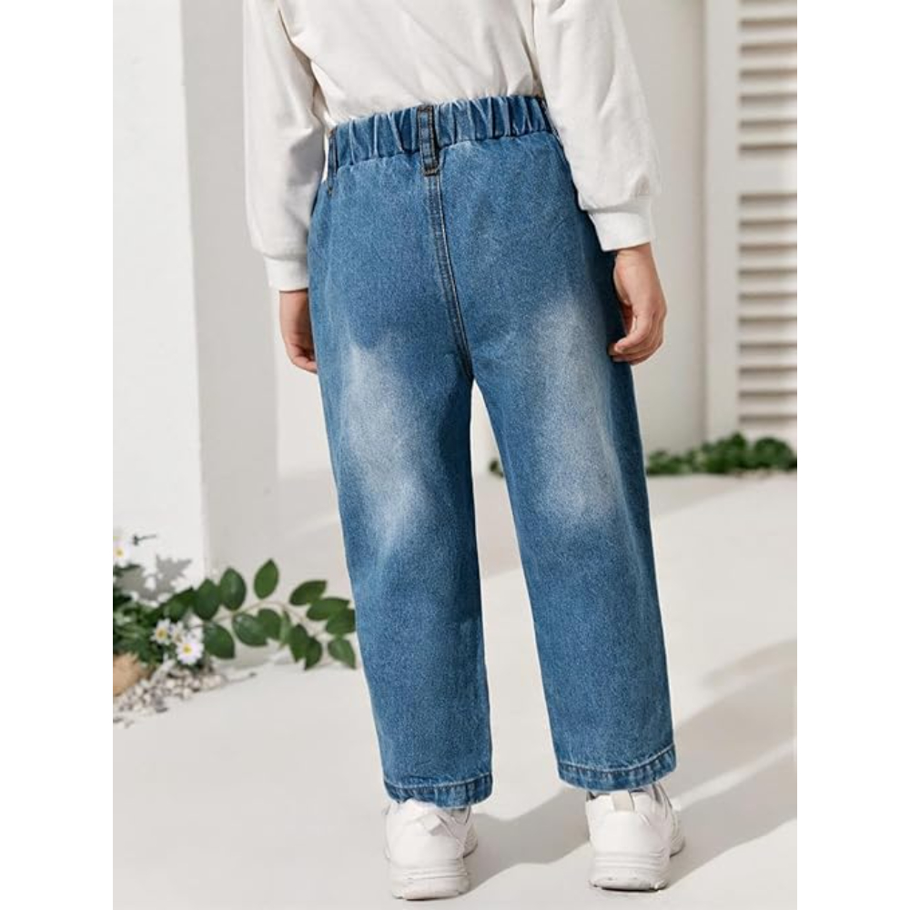 Girls Regular Fit Steel Blue Jeans - Image 2