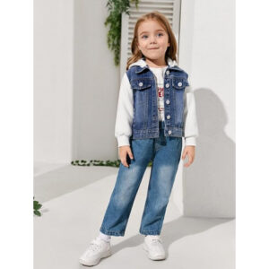 Girls Regular Fit Steel Blue Jeans