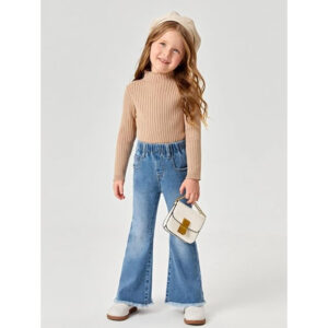 Girls Regular Fit Tufts Blue Jeans