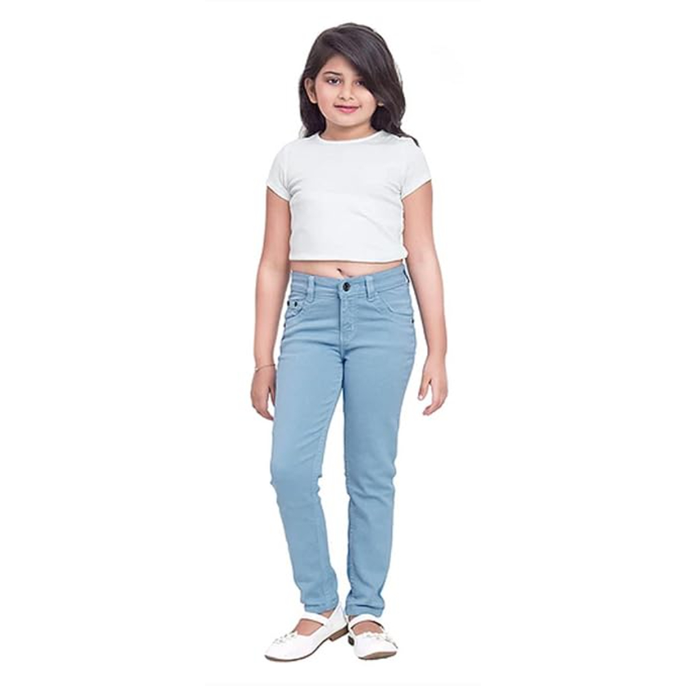 Girls Stretchable Denim Icy Blue Jeans - Image 3