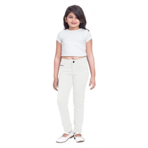 Girls Stretchable Denim White Jeans