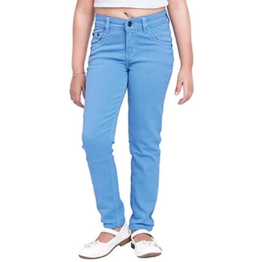 Girls Stretchable Denim Stone Blue Jeans