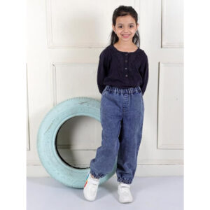 Girls Stretchable Denim Blue Pant
