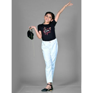 Girls Stretchable Denim White Pant