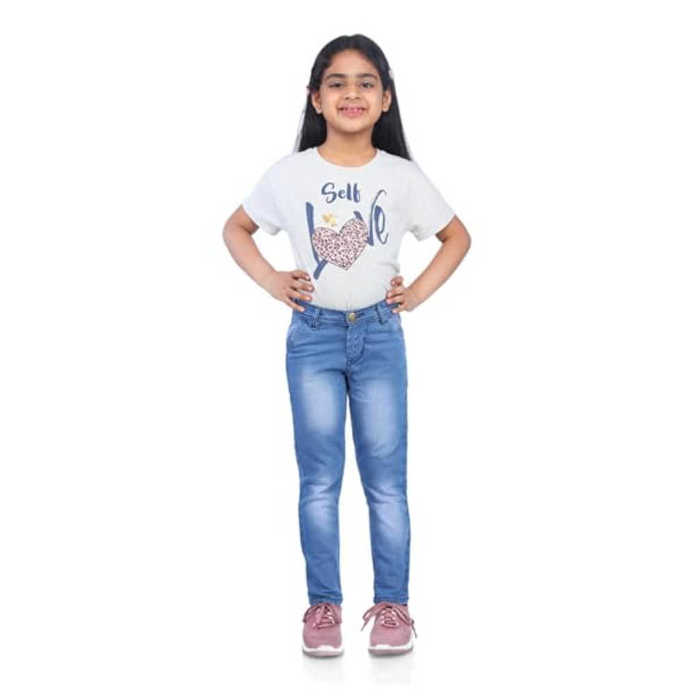 Girls Slim Fit Denim Light Blue Jeans