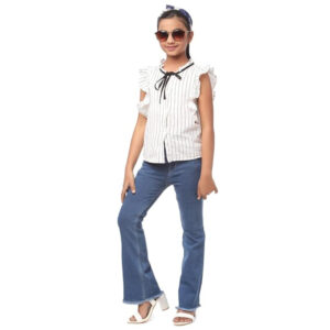 Girls Bell Bottom Blue Jeans