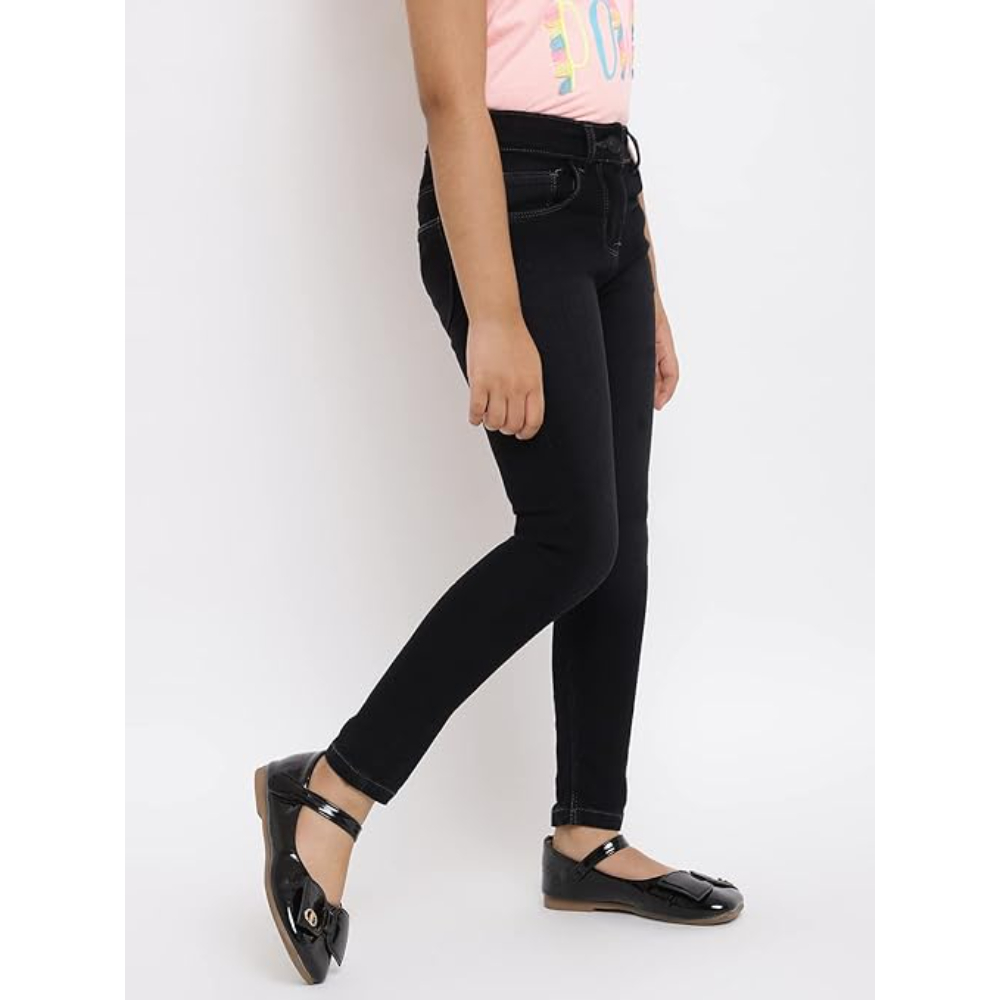 Girls Slim Fit Dark Black Jeans - Image 2