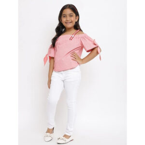 Girls Slim Fit White Jeans