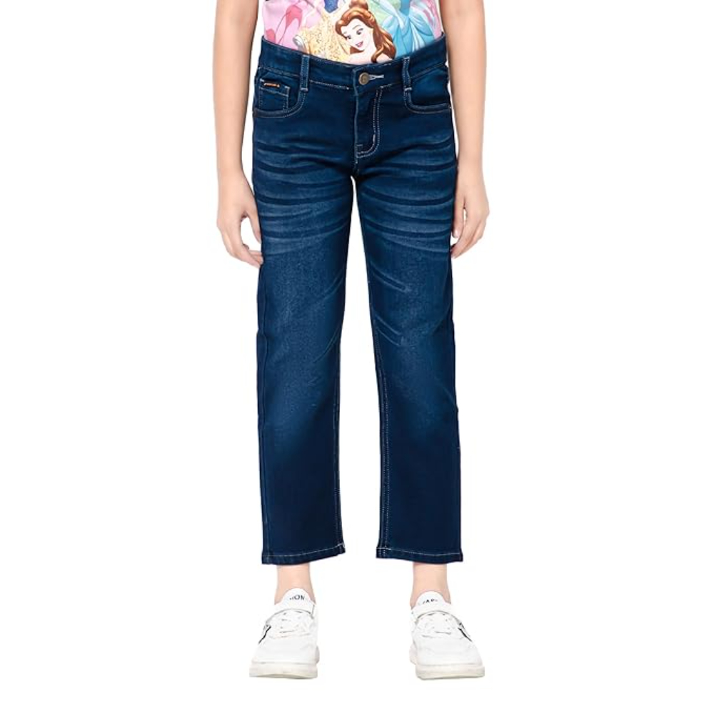 Girls Stretchable Denim Dark Navy Pant - Image 3