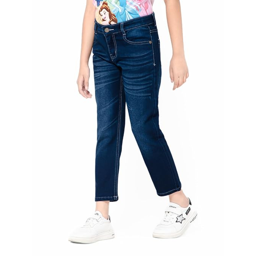 Girls Stretchable Denim Dark Navy Pant - Image 2