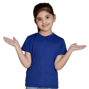 Girls Cotton Round Neck Royal Blue T-shirt