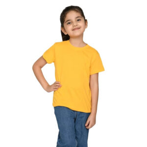 Girls Half Sleeves Yellow T-shirt