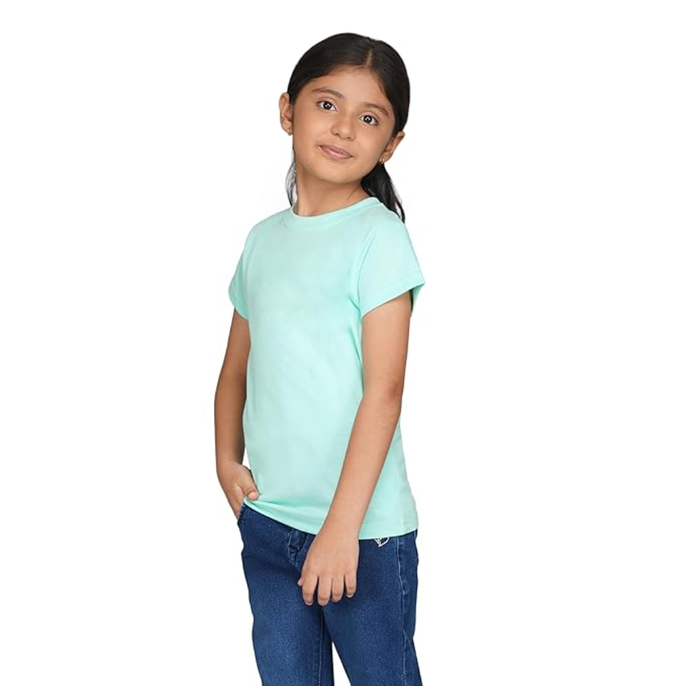 Girls Round Neck Ferozi T-shirt - Image 3