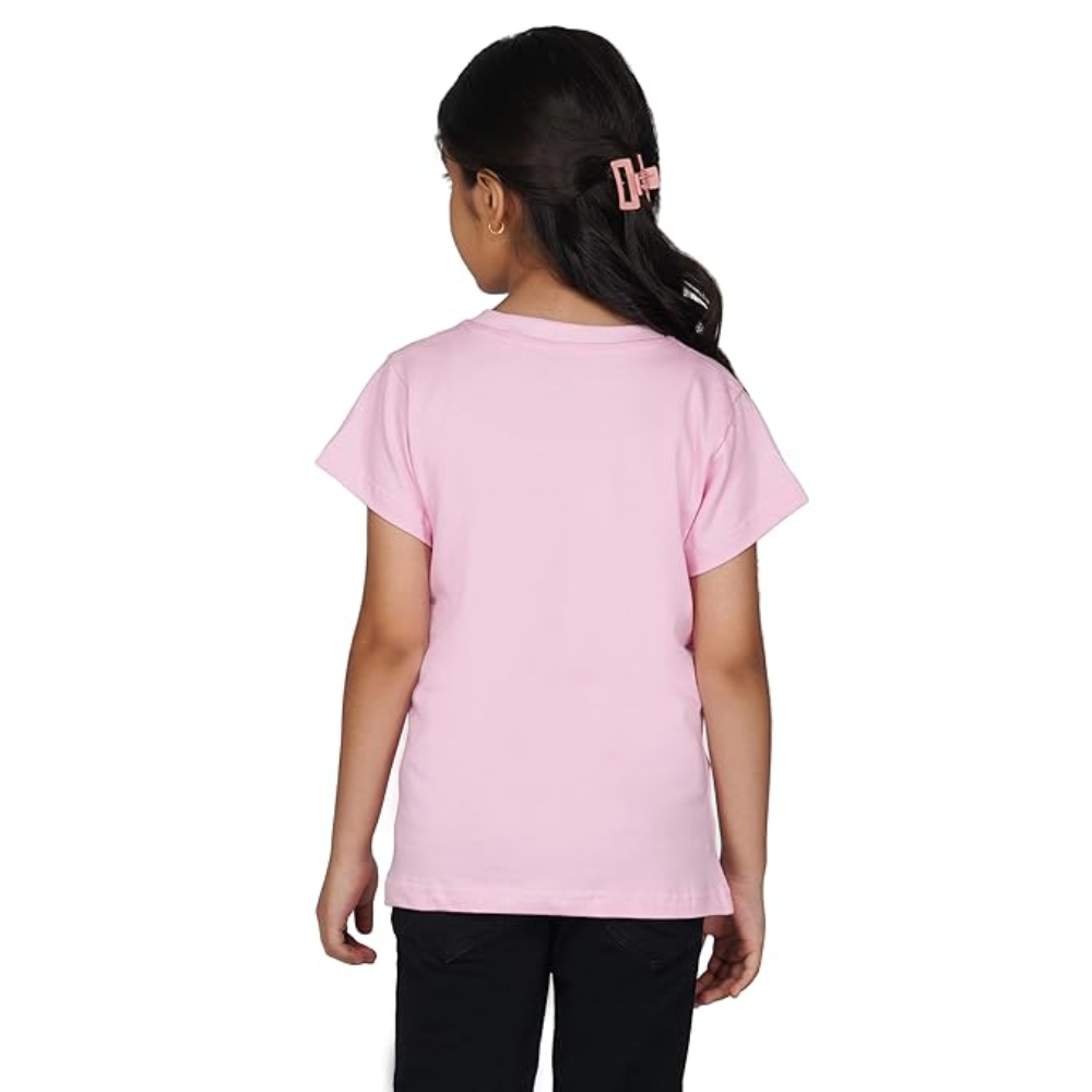 Girls Round Neck Pink T-shirt - Image 2