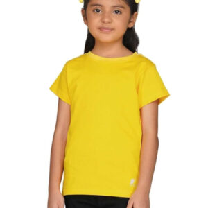 Girls Round Neck Yellow T-shirt