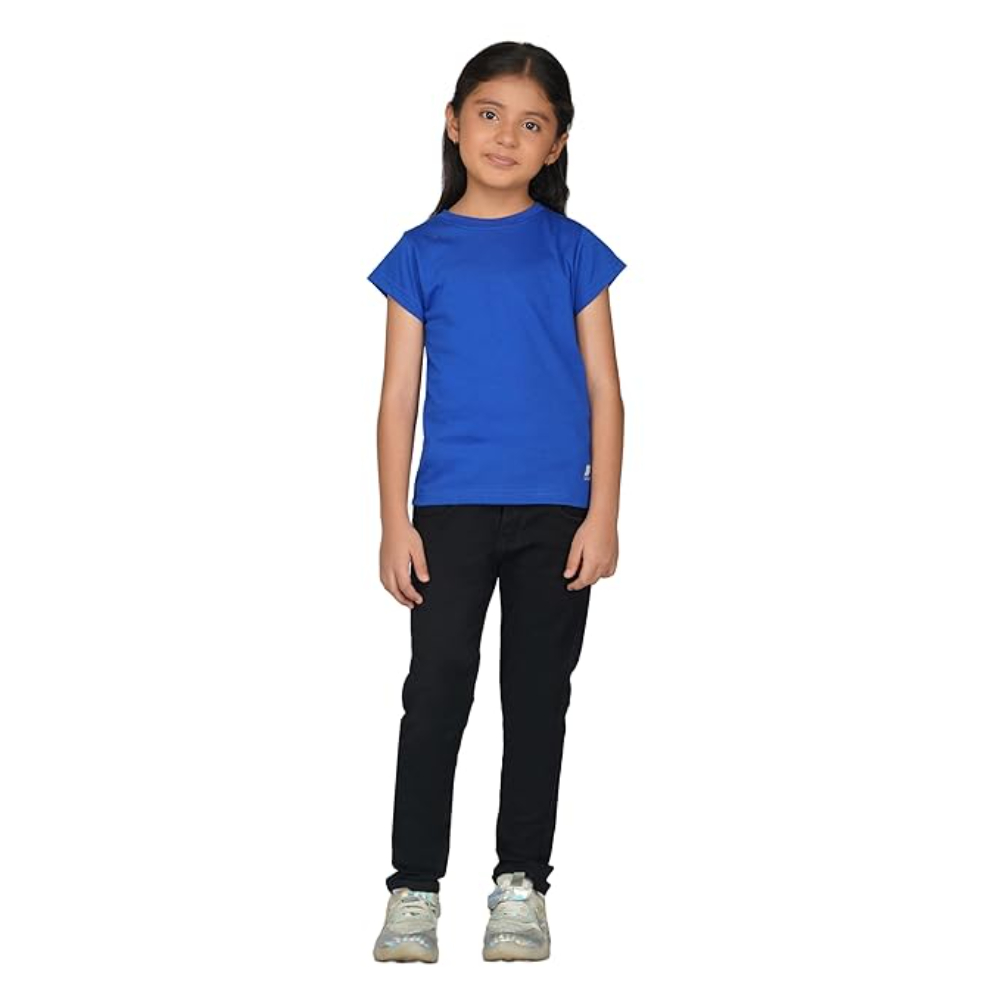 Girls Round Neck Royal Blue T-shirt - Image 3