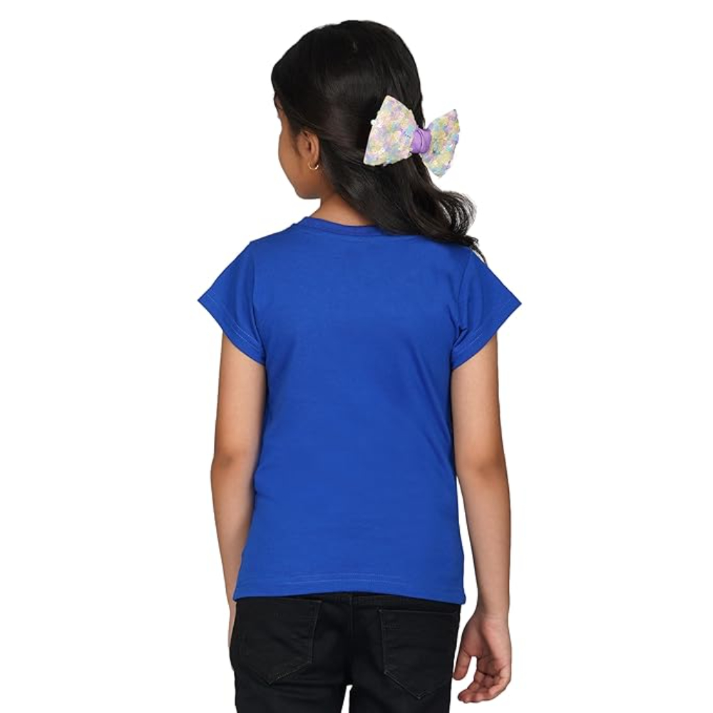 Girls Round Neck Royal Blue T-shirt - Image 2