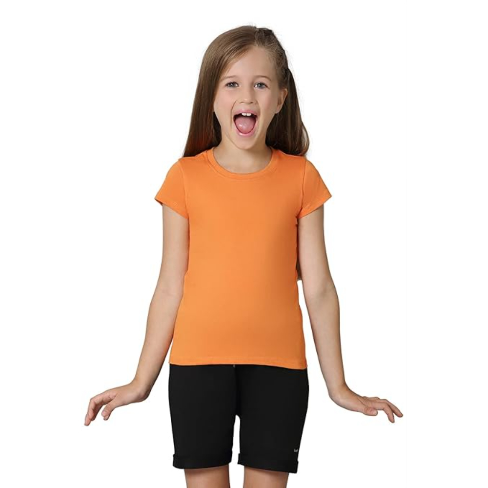 Girl's Relaxed Fit Orange T-Shirt - Image 3