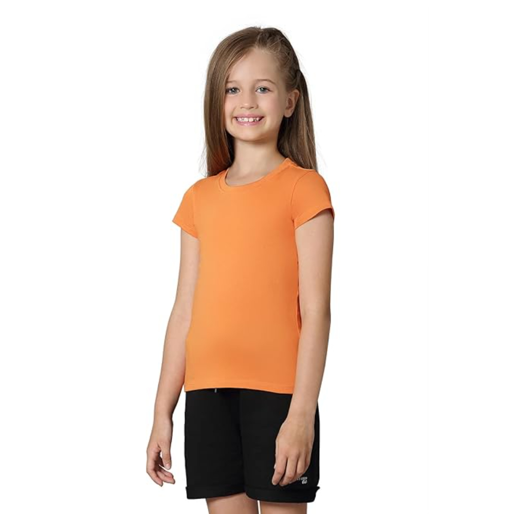 Girl's Relaxed Fit Orange T-Shirt - Image 2