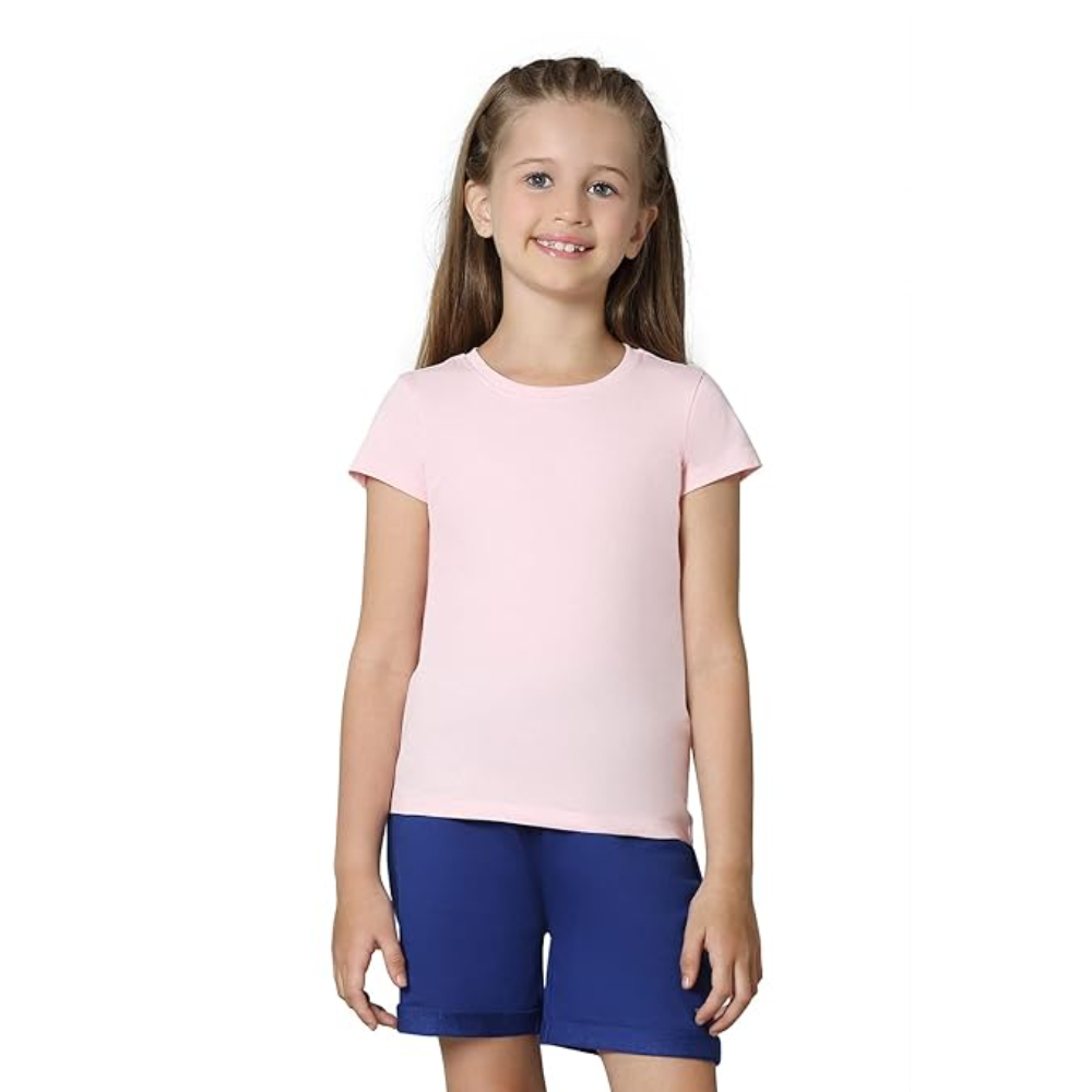 Girl's Relaxed Fit Light Pink T-Shirt - Image 3