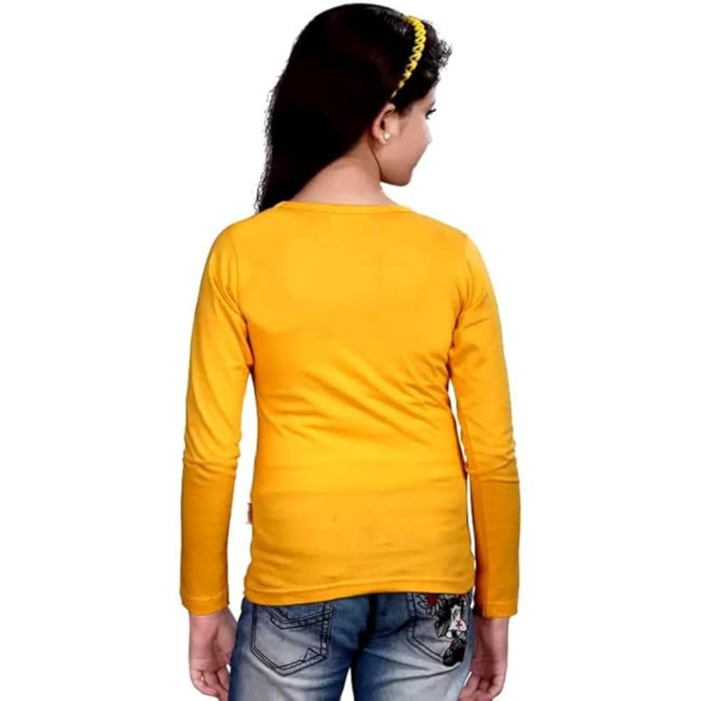 Girls Round Neck Yellow T-Shirt - Image 2