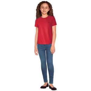 Girls Plain Cotton Red T-Shirt