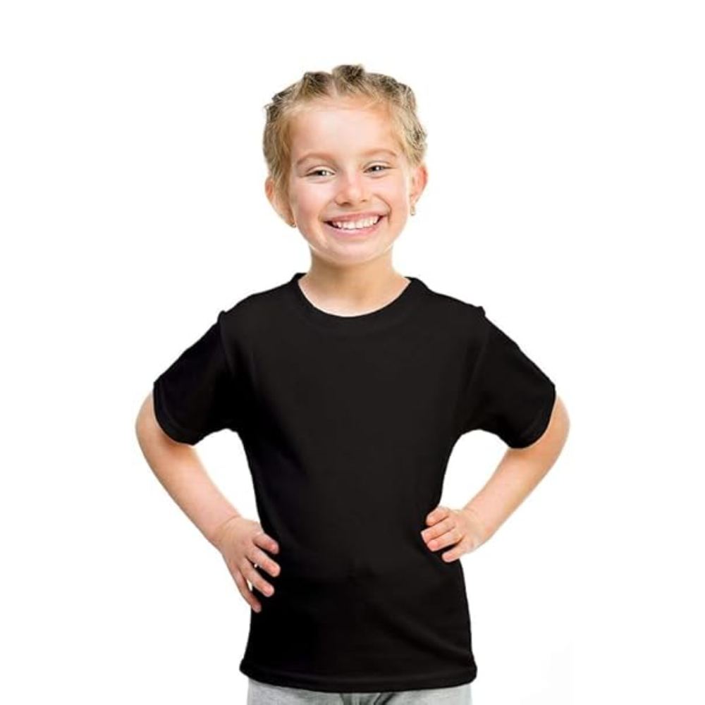 Girls Half Sleeves Black T-Shirt